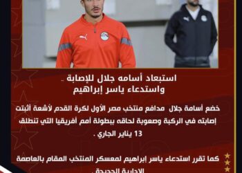 استبعاد أسامة جلال من قائمة منتخب مصر في أمم أفريقيا للإصابة.. واستدعاء ياسر إبراهيم