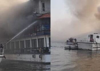 دفع بالإطفاء النهري للسيطرة على حريق مركب أمريكانا كورنيش النيل في الجيزة