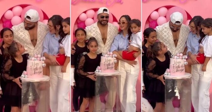 على أنغام كل سنة وإنت طيب.. تامر حسني وبسمة بوسيل يحتفلان بعيد ميلاد ابنتهما “أمايا”