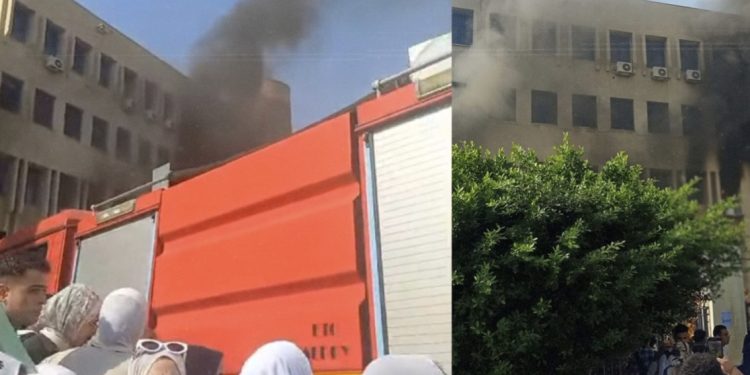 اندلاع حريق هائل في كلية التمريض بجامعة الإسكندرية