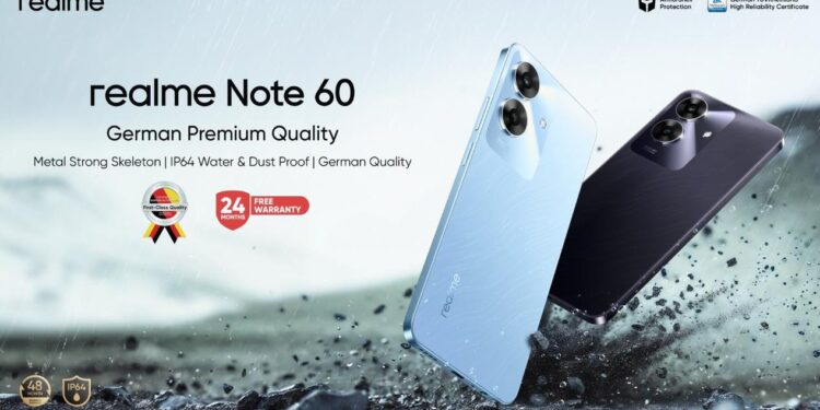 هاتف realme Note 60 يضع معيارًا جديدًا مع درع مقاوم وحماية من الماء بتصنيف IP64