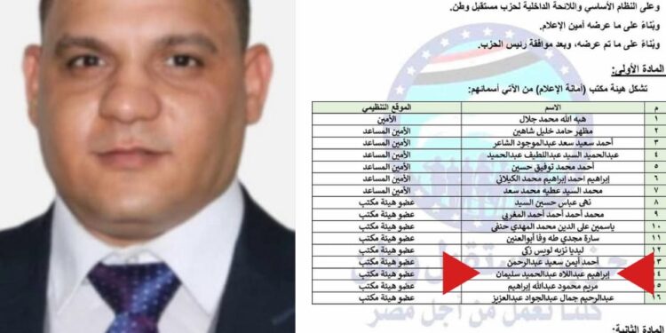 اختيار الصحفي إبراهيم سليمان عضوا في أمانة الإعلام المركزية بحزب مستقبل وطن