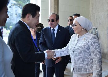 السيدة انتصار السيسي قرينة رئيس الجمهورية ترحب بالسيدة الأولى لكوريا الجنوبية