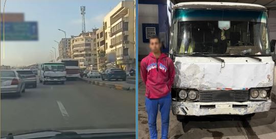 ضبط قائد “ميكروباص” سار عكس الاتجاه بالجيزة بعد تداول الفيديو