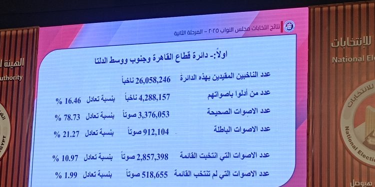 “القائمة الوطنية من أجل مصر” تتقدم منفردة.. وتفاصيل أصوات القوائم في دائرتي القاهرة وشرق الدلتا