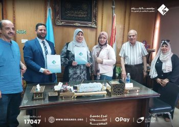 مؤسسة إكرام توقع بروتوكول تعاون مع كلية الدراسات الإنسانية بنات بجامعة الأزهر فرع تفهنا الأشراف لتركيب محطة تنقية مياه داخل الكلية